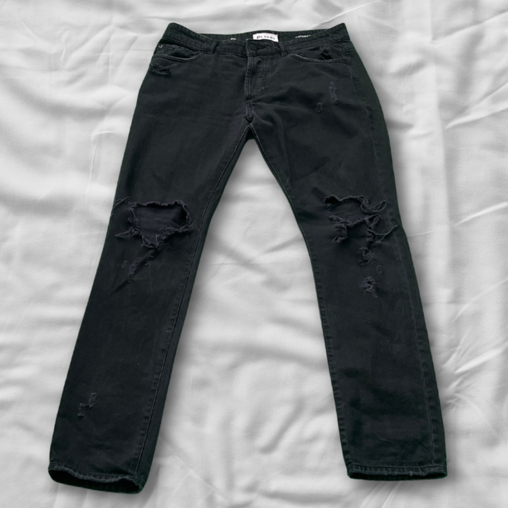 DL1961 Cooper Relaxed Skinny Jeans Black Distressed Men’s 31x32